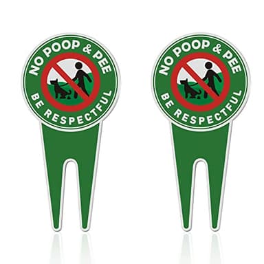 2 Pieces 12 x 6 Inch No Dog Poop Yard Signs, Aluminum No Poop No Pee Dog Signs for Yard, Be Respectful Sign for Outdoor Use(Green)