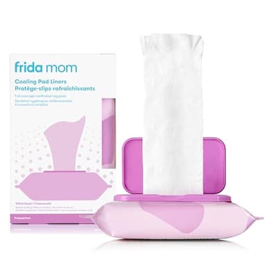Frida Mom Witch Hazel Perineal Cooling Pad Liners for Postpartum Care, Hospital Bag Essentials for Pain Relief After Birth, Full-Length Medicated Cooling Pad Liners (24ct)