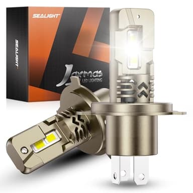 SEALIGHT 2026 Brightest H4/9003 LED Headlight Bulbs, 90,000LM 1200% Brighter, 6500K Cool White, 1:1 Size Wireless 9003 High and Low Beam, Plug and Play Halogen Replacement Conversion Kit, Pack of 2