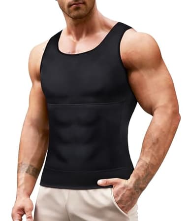 Gotoly Men Compression Shirt Slimming Shapewear Undershirt Body Shaper Vest Abs Workout Hide Chest Tank Top