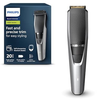 Philips Beard Trimmer 3000 Series, Electric Beard Trimmer for Men, Self-sharpening Blades, Lift & Trim System, 90 Min Runtime After 1h Charge, Model BT3232/15