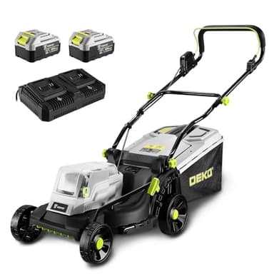 40V Electric Lawn Mower: DEKOPRO 15 Inch Cordless Lawn Mowers with 2 x 4.0Ah Portable Battery