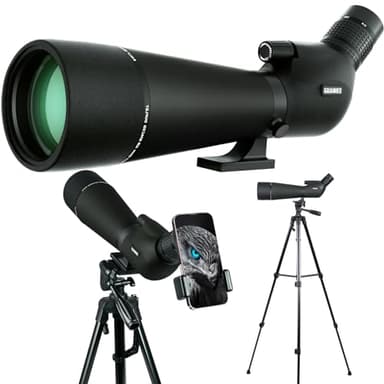 25-75x80 Spotting Scope with Upgraded Tripod Carrying Bag and Phone Adapter for Bird Watching Hunting Black