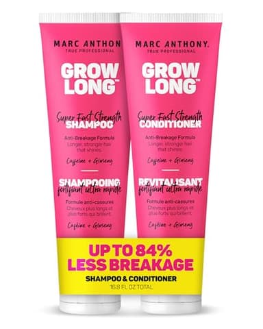 Marc Anthony Grow Long Biotin Shampoo and Conditioner Set – Biotin and Vitamin E Shampoo – Sulfate Free, Color Safe Curly Hair Shampoo and Conditioner Gift Set and Dorm Room Essential for Women, 8.4 Fl Oz (Pack of 2)