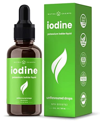 Iodine Drops | 1-2 Year Supply | Thyroid Health, Hormones & Weight | Potassium Iodide Liquid Iodine Supplement | Organic, Vegan & Non-GMO | Thyroid Supplements for Women & Men | Tasteless | 590 Servings