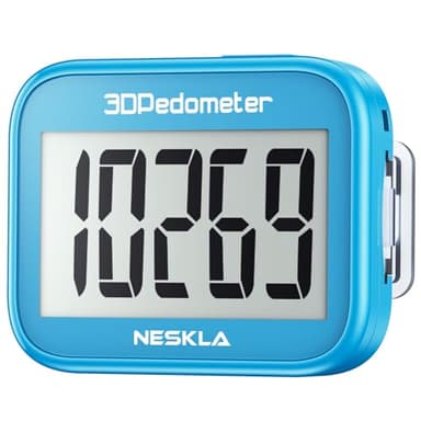 NESKLA 3D Pedometer for Walking, Simple Step Counter with Large Digital Display, Step Tracker with Removable Clip Lanyard, Accurately Track Steps for Men Women Adults Seniors- Blue