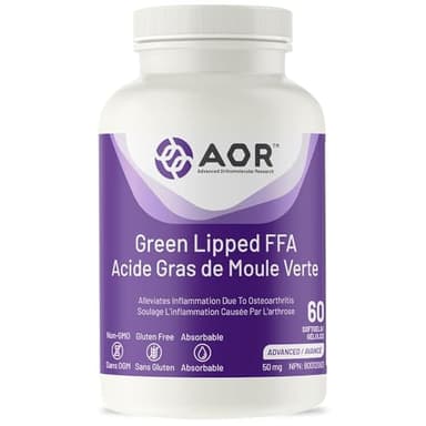 AOR Green Lipped FFA Mussel Omega-3 Supplement, 60 Softgels - Joint Comfort & Active Lifestyle, Free Fatty Acids Extract from Green Lipped Mussels, Non-GMO, Gluten-Free and Absorbable