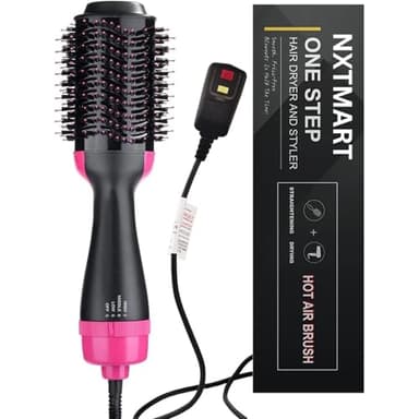 4-in-1 Hot Air Brush Hair Dryer & Volumizer – Negative Ion One-Step Blow Dryer Brush with 3 Heat Settings, 360° Swivel Cord, Salon Blowout Styler for Straightening, Curling & Volume
