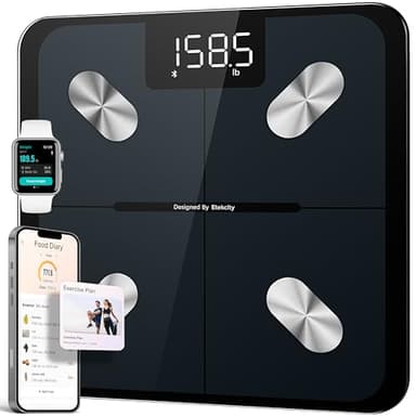 Etekcity Body Fat Scale Smart BMI Scale, Smart Weighing Scale , Bluetooth Electronic Body Analyzer Machine, Accurate Machine, 400lb Black ESF-551
