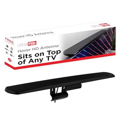 UltraPro Digital TV Antenna Indoor for Smart TV, Long Range HD Local Channels, Easy Mount on Top Design, Supports 4K 1080P HDTV VHF UHF, 360° Reception, 83713