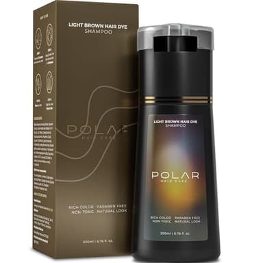 Polar Haircare - Hair Dye Shampoo for Gray Hair for Women & Men (Light Brown) Natural Hair Dye Kit - Semi Permanent Shampoo - Vegan (Polar Hair Care USA) 6.76 Fl Oz