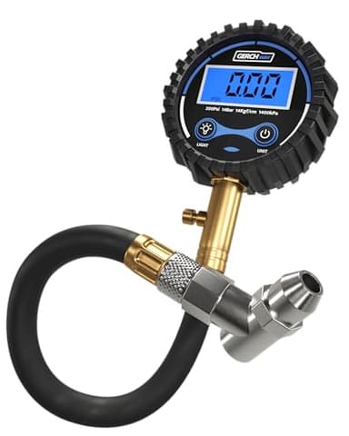 Digital Tire Pressure Gauge 200 PSI - Accurate Air Pressure Gauge for Tires with Easy-to-Read Numbers & 45° Angle Chuck