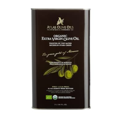 Atlas Organic First Cold Press Extra Virgin Olive Oil 3L Tin with Polyphenol Rich from Morocco | Newly Harvested Unprocessed from One Single Family Farm | Moroccan EVOO Trusted by Award-Winning Chefs