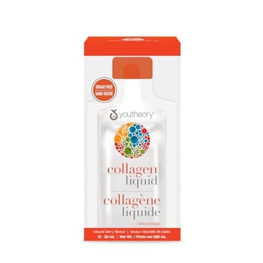Youtheory Collagen Liquid Natural Berry Flavour, 12 Single Serving Packets, Hydrolyzed Collagen. Supports Hair, Skin, and Nails. Helps Reduce Fine Lines and Eye Wrinkles in 28 Days