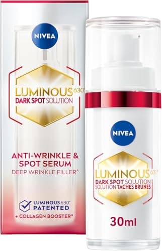 NIVEA LUMINOUS630 Dark Spot Solution Anti Wrinkle and Age Spot Serum for All Skin Types, Face Serum for Women with Hyaluronic Acid, For Even, Strengthened and Younger-Looking Luminous Skin, 30mL