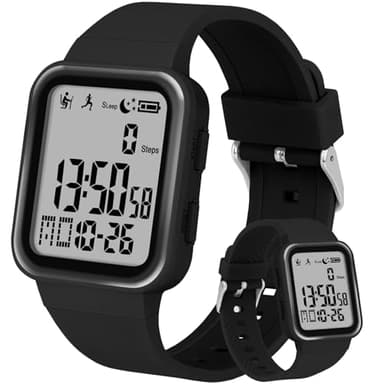 Digital Watch for Mens Womens, Fitness Tracker Watch (EL Backlight No App/Phone Required, Step Counter Pedometer Timer Vibration Alarm Clock, Sleep Monitor, Step, Calorie, Distance) Teens Sport Watch