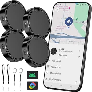 Bluetooth Tracker for Android Compatible with Google Find Hub App (Android Only) Smart Tracking Tag Key Finder and Item Locator for Wallets, Backpack, Suitcases-Black