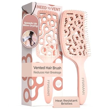 FRAMAR Professional Wet Hair Brush - Vented Hair Brush For Women, Curved Hair Detangler, Brosse a Cheveux, Curly Hair Brush Hair Dryer, Detangling Hair Brush (Champagne)