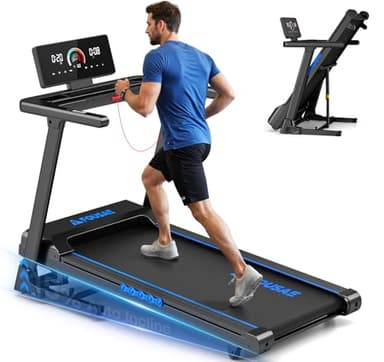Treadmill with Speaker, FOUSAE 10MPH Foldable Treadmill for Home with App Compatible, 15% Auto Incline, LED Display, 3.0HP Brushless Motor, 400 LB Weight Capacity, 12 HIIT Programs