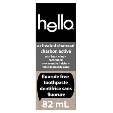 hello Epic Whitening Activated Charcoal Toothpaste, Fluoride Free Toothpaste with Charcoal and Coconut Oil, Whitens Naturally, Helps Remove Plaque, SLS Free, Fresh Mint, 82 mL Tube