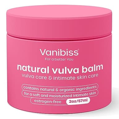 Vanibiss Natural Vulva Balm - Vulva Cream & Tender Skin Care Topical Moisturizer - Relieves Dryness, Itching, Chafing, and Burning - Vulva Care & Menopause Support - Estrogen Free (2oz)