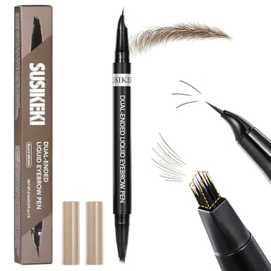 Dual-Ended Microblading Eyebrow Pencil for Women, 2 in 1 Liquid Eyebrow Pencil with Curved Tip and 4D Brow-Fection Microblading Pen, Shaped Fill HairLike Waterproof Lasting Eyebrows (02 Brown)