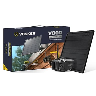 Vosker V300 Ultimate Wireless Cellular Outdoor Security Camera with External Solar Panel | External Power Bank | SIM Included | No WiFi Needed | Live Streaming | 6–12 Months Autonomy