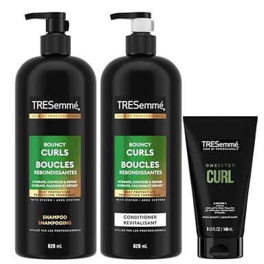 TRESemmé Flawless Curls Shampoo, Conditioner and Curl Crème Gel for thick, frizzy, curly hair Mixed Pack of 3