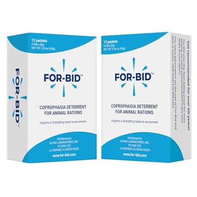 FOR-BID Stool Eating Deterrent for Dogs & Cats – Vet-Recommended Coprophagia Deterrent for Dogs for 50+ Years – Effective, Pet Safe, Helps Reduce Odors & Won't Alter Food Taste – Made in The USA