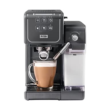Mr. Coffee One-Touch CoffeeHouse+ Espresso, Cappuccino, and Latte Maker | Coffee Machine with 19-Bar Italian Pump and Milk Frother | Ideal for Latte, Espresso and Coffee Lovers | Grey