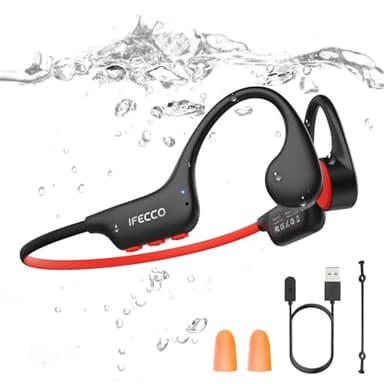 IFECCO Waterproof Headphones Swimming - IP68 Waterproof Bone Conduction Headphones Swimming Bluetooth 6.0,Underwater Headphones with 8G MP3 for Running Sports Cycling