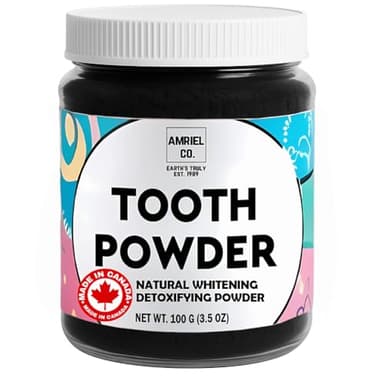 Tooth Powder 113g (4oz) |Made In Canada| – Natural Whitening & Detoxifying Powder for Strong, Healthy Teeth and Gums – Gentle, Fluoride-Free Formula with Activated Charcoal & Minerals BY AMRIEL CO.