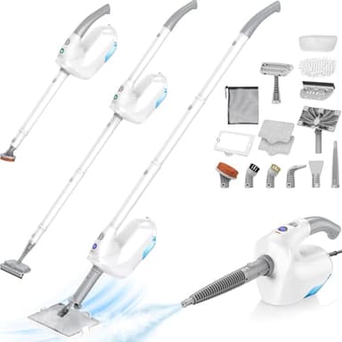 10-in-1 Steam Mop with Detachable Handheld Steamer, Multi & Up Steamer for Cleaning with 350ml Tank,10s Heat-Up, 7M Cord, 120℃ 1200W Powerful Floor Steam Mop for Hardwood Floors, Grout, Carpet