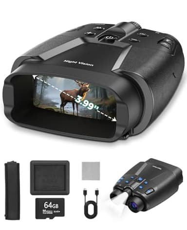Vtiisamao Night Vision Goggles for Adults, 3.99" HD Screen & 10000mAh Rechargeable, 4K Night Vision Binoculars with 64GB Card for Hunting Camping Surveillance