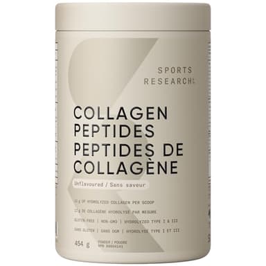 Sports Research Collagen Peptides - Hydrolyzed Type 1 & 3 Collagen Powder Protein Supplement for Essential Amino Acids - Easy Mixing Vital Nutrients & Proteins, Collagen for Women & Men