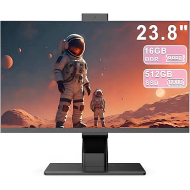All-in-One Desktop Computer 23.8'' Touchscreen -Quad-Core CPU (Up to 3.4Ghz), 16GB RAM, 512GB SSD, Retractable Privacy Webcam, Bluetooth 5.3, Wi-Fi 6, Keyboard & Mouse Included - Home & Office
