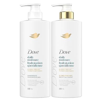 Dove Daily Moisture Shampoo and Conditioner for Dry Hair, Moisture with Liquid Bio-Protein Care and Hyaluronic Serum, 530mL(1 Shampoo + 1 Conditioner)