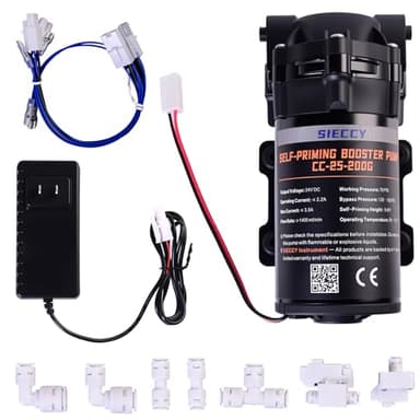 SIECCY Self-Priming RO Booster Pump Kit, 200 GPD Reverse Osmosis System, 24V DC, Pure Copper Motor, Automatic Shut-Off