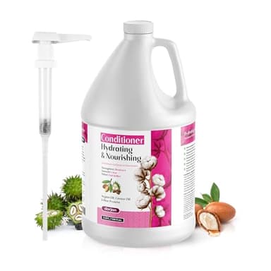 Dorjon Hydrating Deep Conditioner 1 Gallon with Pump - Moisturizing & Nourishing Formula with Argan Oil, Castor Oil & Rice Protein - Smooth, Strengthen & Restore Shine