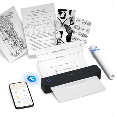 PRT Thermal Portable Printer Wireless for Travel, 203 DPI Inkless Bluetooth Support 8.5"x11" US Letter, A4, Compatible with iOS, Android, Laptop, Mobile Printer for Office, Vehicle, Home Use