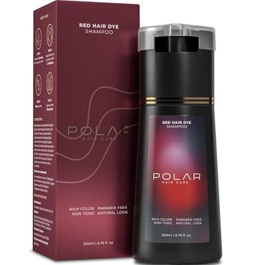 Polar Haircare - Hair Dye Shampoo for Gray Hair for Women & Men (Red) Natural Hair Dye Kit - Semi Permanent Shampoo - Vegan (Polar Hair Care USA) 6.76 Fl Oz