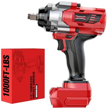 DIYtoolifz 1/2 inch Impact Wrench 1000Ft-lbs(1360N.m) Compatible with Milwaukee 18v, Cordless High Torque 1/2'' Impact Driver with 4-Modes, LED Light, Brushless Impact Gun Car/Truck/Mower(Bare Tool)