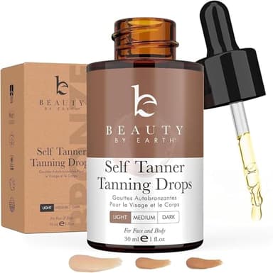 Self Tanning Drops for Face - Organic & Natural Ingredients, Bronzing Face Tanning Drops with Aloe Vera, Non Toxic Self Tanner for Sunless Fake Tan & Natural Glow, Cruelty & Toxin Free