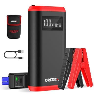GREPRO Booster Pack Jump Starter, 3000A Car Battery Booster Jump Starter Portable for Up to 10L Gas or 8.0L Diesel Engines, 12V Jumper Box for Car Battery with LCD Display, 3 Modes Flashlight