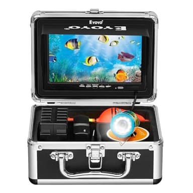 Eyoyo Underwater Fishing Camera Video Fish Finder Sea/River/Ice Fishing Camera 1000TVL 7" Monitor w/ 12 White Lights 15m Cable