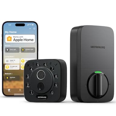 ULTRALOQ Bolt Fingerprint WiFi Smart Lock, Works with Apple Home, Siri, Alexa, Keyless Entry with Fingerprint ID, App Remote Control, Keypad Deadbolt, BHMA Cert., Easy Install, 10 Mo. Battery, Black
