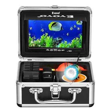 Eyoyo Underwater Fishing Camera Video Fish Finder - 7" Monitor, 1000TVL Camera With 12 White Lights, 30m Cable for Sea/River/Ice Fishing