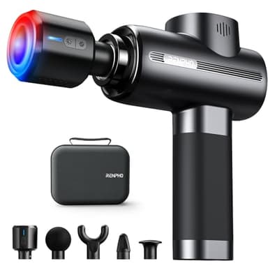 RENPHO Massage Gun with Heat and Cold Head, Muscle Massage Gun for Athletes with Carry Case, Body Massager for Neck Back, Active Heat, Valentines day gifts for Women Men