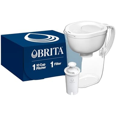 Brita 10 Cup Filter Pitcher with Smart Light Indicator, Reduces Chlorine taste and odour from Tap Water, Filters 151 Litres, Huron, White