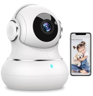Littleelf Camera Surveillance Interieur, Litokam 2K Pet Cameras with Phone App for Dog Indoor Security Camera WiFi Baby Monitor with Motion & Sound Detection, 360° View Home Camera Works with Alexa